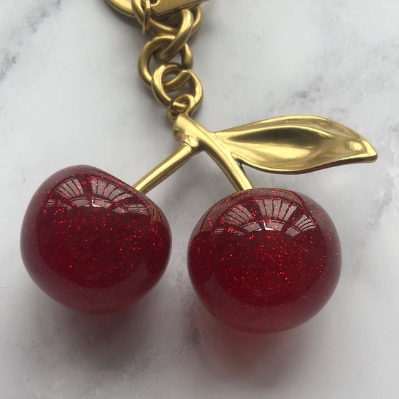 Coach Gold-Tone Key Charm with Red Glitter Cherries - Picture 3 of 4